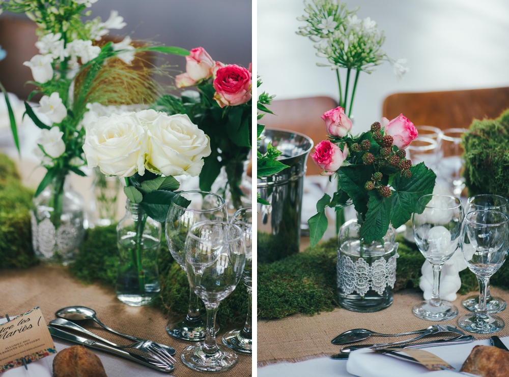 Mariage simple, végétal, fleuri, rustique à l'abbaye de Saint Martin de Boscherville en Normandie et réception de mariage aux grange de Bosc Grimont ; robe fluide dentelle, 2cv, polaroïd, costume et noeud papillon liberty par Emmanuelle Auzou de Vogue Photography, french wedding photographer in Normandy