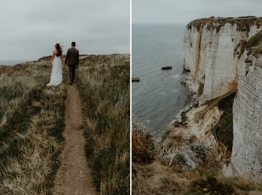 Photographe Elopement Normandie ; séance couple à Etretat 
