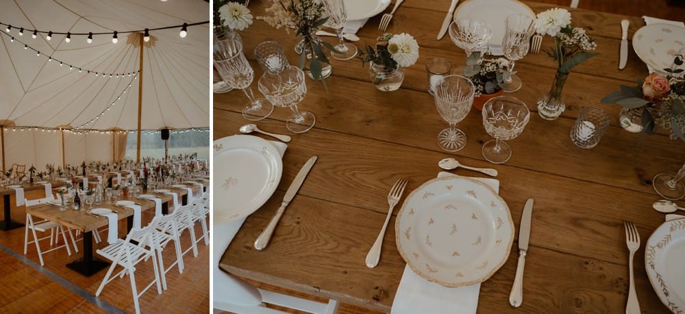 Un mariage laique au Pré des Colombiers dans le Calvados - Mariage sous tente nomade et décoration vintage